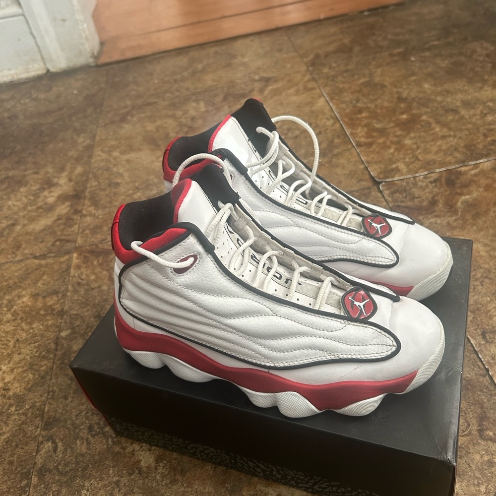 White and Red High-Top Sneakers
